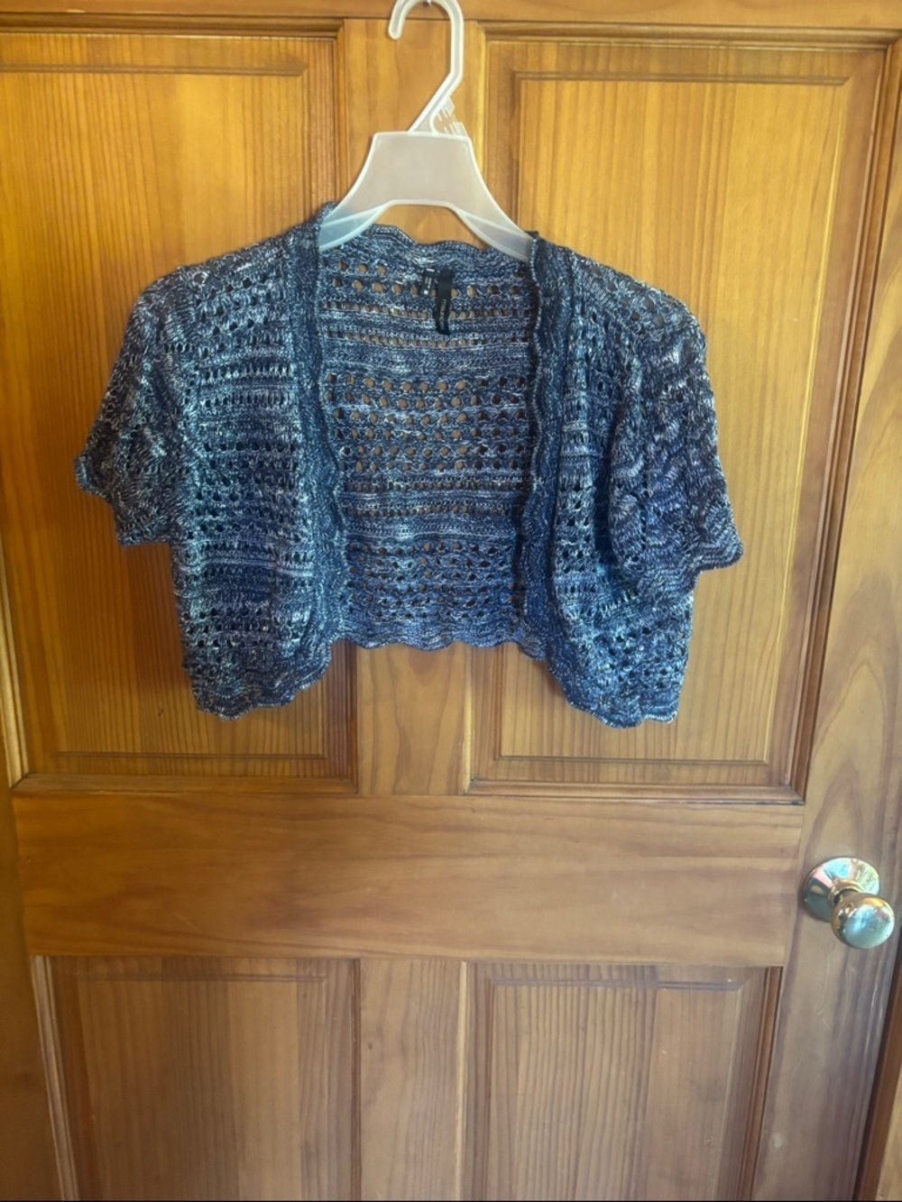 Maurices Variegated Navy Open Knit Bolero